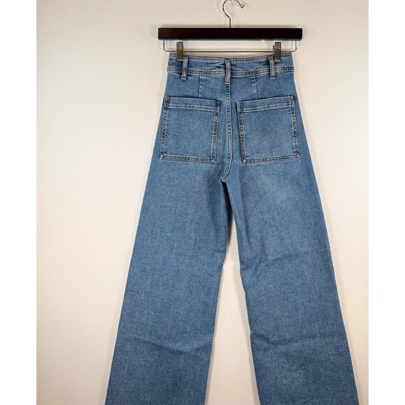 ZARA Womens Jeans Blue Denim High Rise Wide Leg Baggy Zip Fly Medium Wash Size 2 - Picture 8 of 10